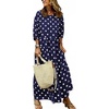 image:imagechouyatou Womens Cute Polka Dot Maxi Dress Casual Loose 34 Sleeve ALine Tiered Long Beach Sun DressNavy Blue
