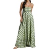 image:imagechouyatou Womens Summer Boho Sleeveless Plaid Gingham Smocked Dress Spaghetti Strap Flowy Maxi SundressGreen