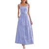 image:imagechouyatou Womens Summer Plaid Smocked Back Dress Spaghetti Strap Swing Flowy Maxi Long Beach DressBlue