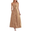 image:imagechouyatou Womens Summer Plaid Smocked Back Dress Spaghetti Strap Swing Flowy Maxi Long Beach DressDark Yellow