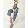 image:imagechouyatou Women Baggy Floral Denim Bib Overalls Jeans Y2K Casual Distressed Wide Leg Overall JumptuisBlue