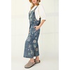 image:imagechouyatou Women Baggy Floral Denim Bib Overalls Jeans Y2K Casual Distressed Wide Leg Overall JumptuisBlue