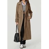 image:imagechouyatou Women Fall Winter Double Breasted Wool Coat Belted Midi Long Winter Trench Coat Peacoat OvercoatBrown