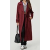 image:imagechouyatou Women Fall Winter Double Breasted Wool Coat Belted Midi Long Winter Trench Coat Peacoat OvercoatRed