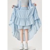 image:imagechouyatou Womens Casual Elastic Waist Ruffle Hem Skirt Vintage Bow Trim Pleated Flowy Swing Long SkirtBlue
