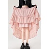 image:imagechouyatou Womens Casual Elastic Waist Ruffle Hem Skirt Vintage Bow Trim Pleated Flowy Swing Long SkirtPink