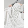 image:imagechouyatou Womens Casual Elastic Waist Ruffle Hem Skirt Vintage Bow Trim Pleated Flowy Swing Long SkirtWhite