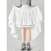 image:imagechouyatou Womens Casual Elastic Waist Ruffle Hem Skirt Vintage Bow Trim Pleated Flowy Swing Long SkirtWhite