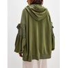 image:imagechouyatou Womens Casual Zip Up Hoodie Top Y2k Oversized Sweatshirt Jackets Spring Fall Hooded Trench Coat OuterwearArmy Green
