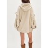 image:imagechouyatou Womens Casual Zip Up Hoodie Top Y2k Oversized Sweatshirt Jackets Spring Fall Hooded Trench Coat OuterwearBeige
