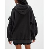 image:imagechouyatou Womens Casual Zip Up Hoodie Top Y2k Oversized Sweatshirt Jackets Spring Fall Hooded Trench Coat OuterwearBlack