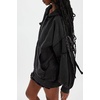 image:imagechouyatou Womens Casual Zip Up Hoodie Top Y2k Oversized Sweatshirt Jackets Spring Fall Hooded Trench Coat OuterwearBlack