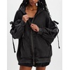 image:imagechouyatou Womens Casual Zip Up Hoodie Top Y2k Oversized Sweatshirt Jackets Spring Fall Hooded Trench Coat OuterwearBlack