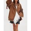 image:imagechouyatou Womens Casual Zip Up Hoodie Top Y2k Oversized Sweatshirt Jackets Spring Fall Hooded Trench Coat OuterwearBrown