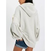 image:imagechouyatou Womens Casual Zip Up Hoodie Top Y2k Oversized Sweatshirt Jackets Spring Fall Hooded Trench Coat OuterwearGray
