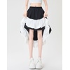 image:imagechouyatou Womens Color Block Bubble Puffy Skirt High Elastic Waist A Line Swing Long Skirt with PocketsBlack