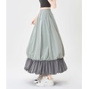image:imagechouyatou Womens Color Block Bubble Puffy Skirt High Elastic Waist A Line Swing Long Skirt with PocketsGreen