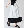 image:imagechouyatou Womens Color Block Bubble Puffy Skirt High Elastic Waist A Line Swing Long Skirt with PocketsWhite