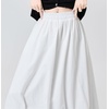 image:imagechouyatou Womens Color Block Bubble Puffy Skirt High Elastic Waist A Line Swing Long Skirt with PocketsWhite