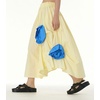 image:imagechouyatou Womens Cute 3D Floral Applique Baggy Skirt Elastic Waist Irregular Swing Midi Long Skirt with PocketsApricot