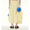 image:imagechouyatou Womens Cute 3D Floral Applique Baggy Skirt Elastic Waist Irregular Swing Midi Long Skirt with PocketsApricot