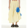 image:imagechouyatou Womens Cute 3D Floral Applique Baggy Skirt Elastic Waist Irregular Swing Midi Long Skirt with PocketsApricot