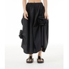 image:imagechouyatou Womens Cute 3D Floral Applique Baggy Skirt Elastic Waist Irregular Swing Midi Long Skirt with PocketsBlack