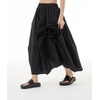 image:imagechouyatou Womens Cute 3D Floral Applique Baggy Skirt Elastic Waist Irregular Swing Midi Long Skirt with PocketsBlack