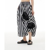 image:imagechouyatou Womens Cute 3D Floral Applique Baggy Skirt Elastic Waist Irregular Swing Midi Long Skirt with PocketsBlack Striped