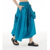 image:imagechouyatou Womens Cute 3D Floral Applique Baggy Skirt Elastic Waist Irregular Swing Midi Long Skirt with PocketsBlue