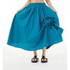 image:imagechouyatou Womens Cute 3D Floral Applique Baggy Skirt Elastic Waist Irregular Swing Midi Long Skirt with PocketsBlue
