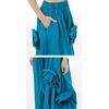 image:imagechouyatou Womens Cute 3D Floral Applique Baggy Skirt Elastic Waist Irregular Swing Midi Long Skirt with PocketsBlue