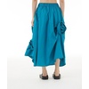 image:imagechouyatou Womens Cute 3D Floral Applique Baggy Skirt Elastic Waist Irregular Swing Midi Long Skirt with PocketsBlue