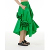 image:imagechouyatou Womens Cute 3D Floral Applique Baggy Skirt Elastic Waist Irregular Swing Midi Long Skirt with PocketsGreen