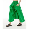 image:imagechouyatou Womens Cute 3D Floral Applique Baggy Skirt Elastic Waist Irregular Swing Midi Long Skirt with PocketsGreen