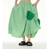 image:imagechouyatou Womens Cute 3D Floral Applique Baggy Skirt Elastic Waist Irregular Swing Midi Long Skirt with PocketsLight Green