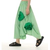 image:imagechouyatou Womens Cute 3D Floral Applique Baggy Skirt Elastic Waist Irregular Swing Midi Long Skirt with PocketsLight Green