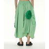 image:imagechouyatou Womens Cute 3D Floral Applique Baggy Skirt Elastic Waist Irregular Swing Midi Long Skirt with PocketsLight Green