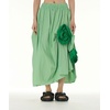 image:imagechouyatou Womens Cute 3D Floral Applique Baggy Skirt Elastic Waist Irregular Swing Midi Long Skirt with PocketsLight Green
