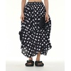image:imagechouyatou Womens Cute 3D Floral Applique Baggy Skirt Elastic Waist Irregular Swing Midi Long Skirt with PocketsPolka Dot Black