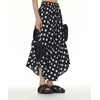 image:imagechouyatou Womens Cute 3D Floral Applique Baggy Skirt Elastic Waist Irregular Swing Midi Long Skirt with PocketsPolka Dot Black