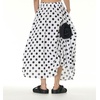 image:imagechouyatou Womens Cute 3D Floral Applique Baggy Skirt Elastic Waist Irregular Swing Midi Long Skirt with PocketsPolka Dot White