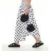 image:imagechouyatou Womens Cute 3D Floral Applique Baggy Skirt Elastic Waist Irregular Swing Midi Long Skirt with PocketsPolka Dot White