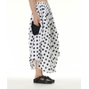 image:imagechouyatou Womens Cute 3D Floral Applique Baggy Skirt Elastic Waist Irregular Swing Midi Long Skirt with PocketsPolka Dot White