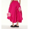 image:imagechouyatou Womens Cute 3D Floral Applique Baggy Skirt Elastic Waist Irregular Swing Midi Long Skirt with PocketsRose Pink