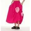 image:imagechouyatou Womens Cute 3D Floral Applique Baggy Skirt Elastic Waist Irregular Swing Midi Long Skirt with PocketsRose Pink