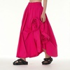image:imagechouyatou Womens Cute 3D Floral Applique Baggy Skirt Elastic Waist Irregular Swing Midi Long Skirt with PocketsRose Red