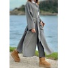 image:imagechouyatou Womens Fall Winter Oversized Wool Coat Side Split Open Front Maxi Long Trench Coat with BeltGrey