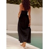 image:imagechouyatou Womens Sexy Halter Neck Sleeveless Fit and Flare Pleated Swing Prom Party Maxi Dress with PocketsBlack