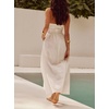 image:imagechouyatou Womens Sexy Halter Neck Sleeveless Fit and Flare Pleated Swing Prom Party Maxi Dress with PocketsWhite